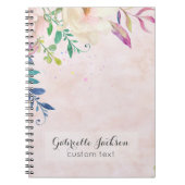 Carnet Chic Blush Aquarelle Florale Monogramme Texte pers (Devant)