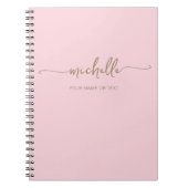 Carnet Chic Blush rose moderne or Script Monogramme Nom (Devant)