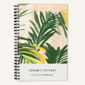Carnet Chic Boho Blush Green Tropical Palm Plage Feuille (Recto)
