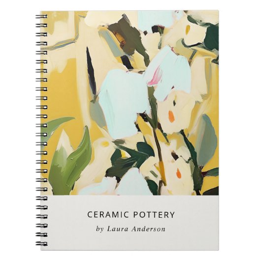 Carnet Chic Boho Coloré Ocre Jaune Peint Floral (Devant)