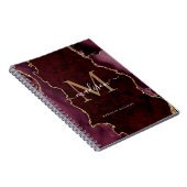 Carnet Chic Bourgogne Rouge Or Agate Géode Monogramme Scr (Côté Droit)
