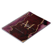 Carnet Chic Bourgogne Rouge Or Agate Géode Monogramme Scr (Côté gauche)