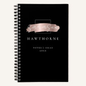 Carnet Chic Brush Stroke Black Faux Rose Gold Monogramme (Recto)