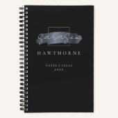 Carnet Chic Brush Stroke Black Faux Silver Grey Monogramm (Recto)