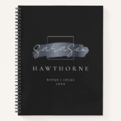 Carnet Chic Brush Stroke Black Faux Silver Grey Monogramm (Devant)