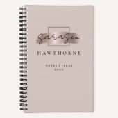 Carnet Chic Brush Stroke Faux Rose Gold Elegant Monogramm (Recto)