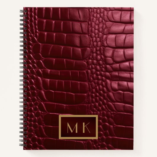 Carnet Chic Burgundy Red Faux Crocodile Business (Devant)