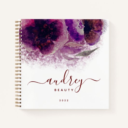 Carnet Chic Burgundy Signature Florale Monogramme (Devant)