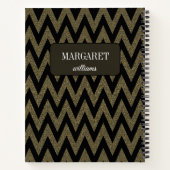 Carnet Chic chevron zigzag glitter &black custom name (Dos)