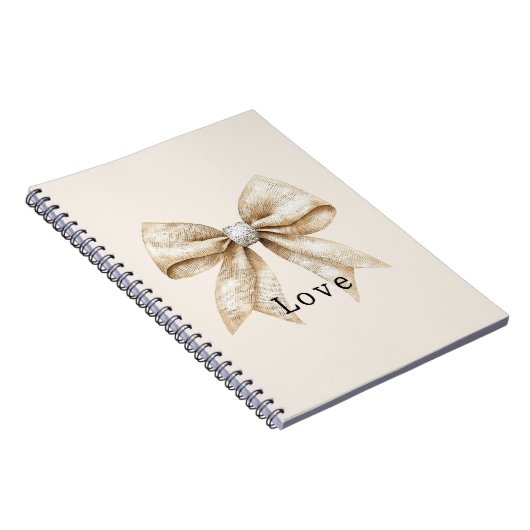 Carnet Chic Crème Argent Glam Bow Love (Côté Droit)