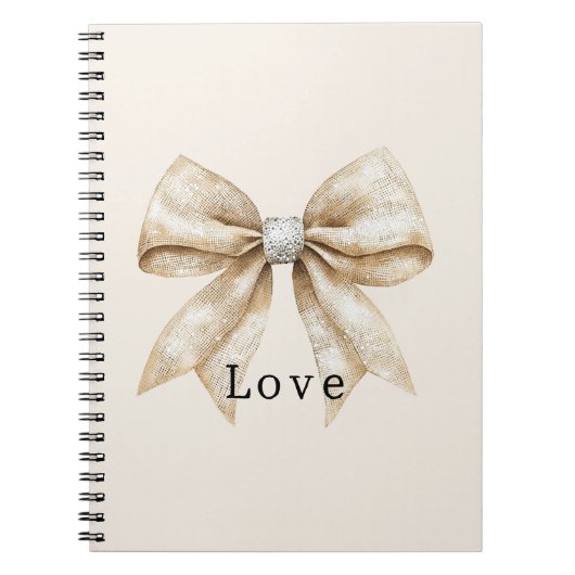 Carnet Chic Crème Argent Glam Bow Love (Devant)