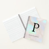 Carnet Chic de monogramme holographique opale iridescent (Intérieur)