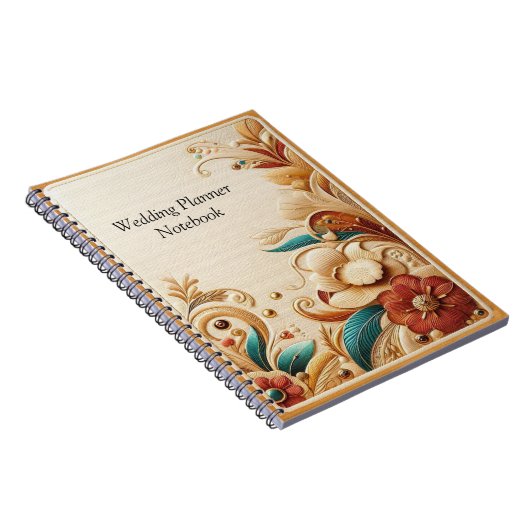 Carnet Chic, Elegant Crèmes & cuir texture fleur look (Côté Droit)