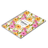 Carnet Chic Elegant Moderne Jaune Rose Florale Business (Côté gauche)