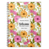 Carnet Chic Elegant Moderne Jaune Rose Florale Business (Devant)