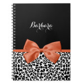 Carnet Chic Empreinte de léopard Brûlé Orange Bow Avec No (Devant)