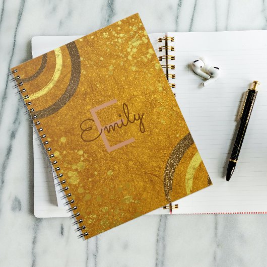 Carnet Chic Fancy Brown Gold Parties scintillant moderne 