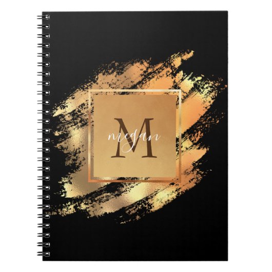 Carnet Chic Faux Gold Glam Brushstroke Monogramme (Devant)