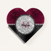 Carnet Chic faux Parties scintillant argent Bourgogne noi (Devant)