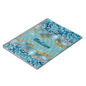 Carnet Chic floral glittery or Turquoise turquoise monogr (Côté gauche)