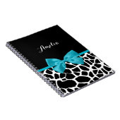 Carnet Chic Giraffe Imprimer Aqua Blue Ribbon Bow Nom (Côté Droit)