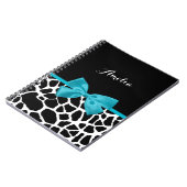 Carnet Chic Giraffe Imprimer Aqua Blue Ribbon Bow Nom (Côté gauche)