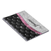 Carnet Chic girly faux parties scintillant argent noir ro (Côté Droit)