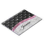 Carnet Chic girly faux parties scintillant argent noir ro (Côté gauche)