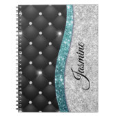 Carnet Chic girly faux parties scintillant argent noir tu (Devant)