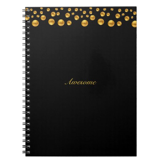 Carnet Chic Gold Confetti & Calligraphy on Black (Devant)