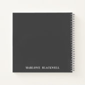 Carnet Chic gris foncé blanc monogramme calligraphie (Dos)
