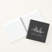 Carnet Chic gris foncé blanc monogramme calligraphie (Intérieur)
