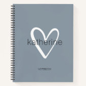 Carnet Chic Heart sur Bleu Poussiéreux (Devant)