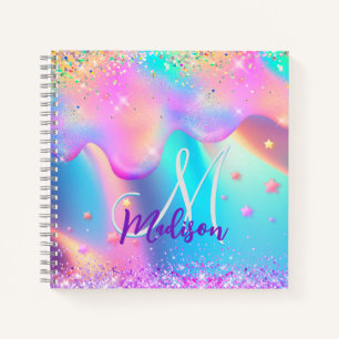 Carnet Chic holographique monogramme de parties scintilla