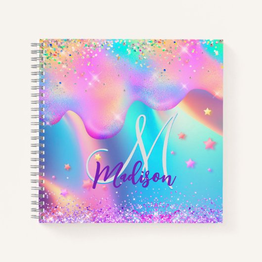 Carnet Chic holographique monogramme de parties scintilla (Devant)