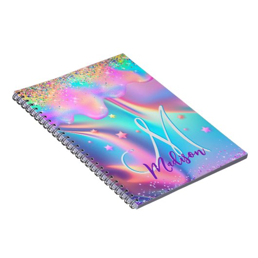Carnet Chic holographique monogramme de parties scintilla (Côté Droit)