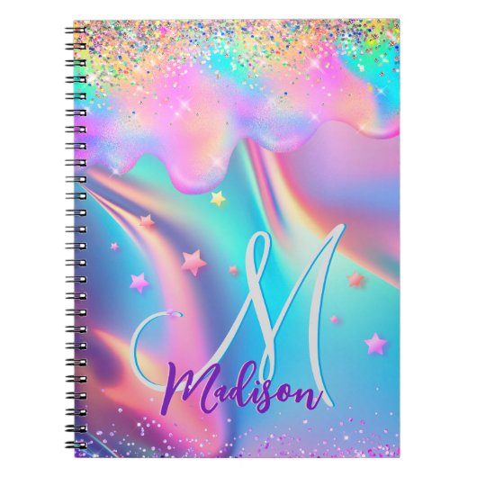 Carnet Chic holographique monogramme de parties scintilla (Devant)