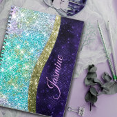 Carnet Chic irisé violet bleu faux parties scintillant mo