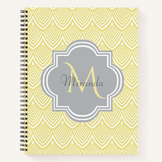 Carnet Chic Jaune Art Déco Coquilles Saint-Jacques Gris (Devant)