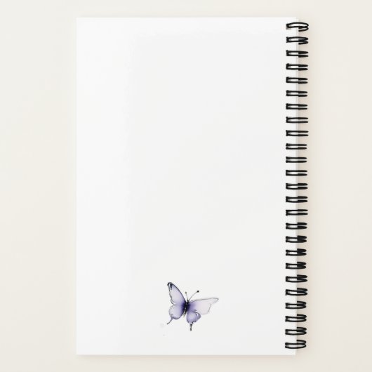 Carnet Chic Lilac Purple Fleur sauvage Papillon Aquarelle (Verso)
