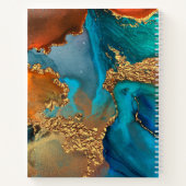 Carnet Chic marbre aquarelle glam or turquoise orange (Dos)