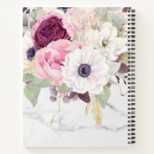Carnet Chic Marbre Feminine Rose Aquarelle Florale (Dos)