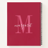 Carnet chic maroon &white monogram name Spiral Notebook (Dos)
