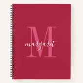 Carnet chic maroon &white monogram name Spiral Notebook (Devant)