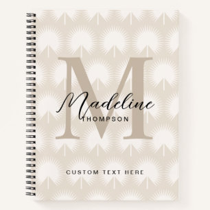 Carnet Chic Minimaliste Monogramme Script Feuille d'Anaha