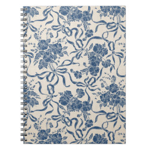 Carnet Chic Modern Vintage Ivory Navy Blue Floral Pattern