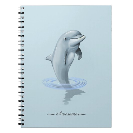 Carnet Chic moderne Dolphin & Script sur bleu clair photo (Devant)