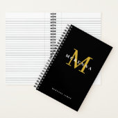 Carnet Chic Moderne Monogramme Noir Or Nom initial (À l'intérieur)