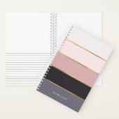 Carnet Chic moderne rayures personnalisées (À l'intérieur)