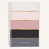 Carnet Chic moderne rayures personnalisées (Recto)